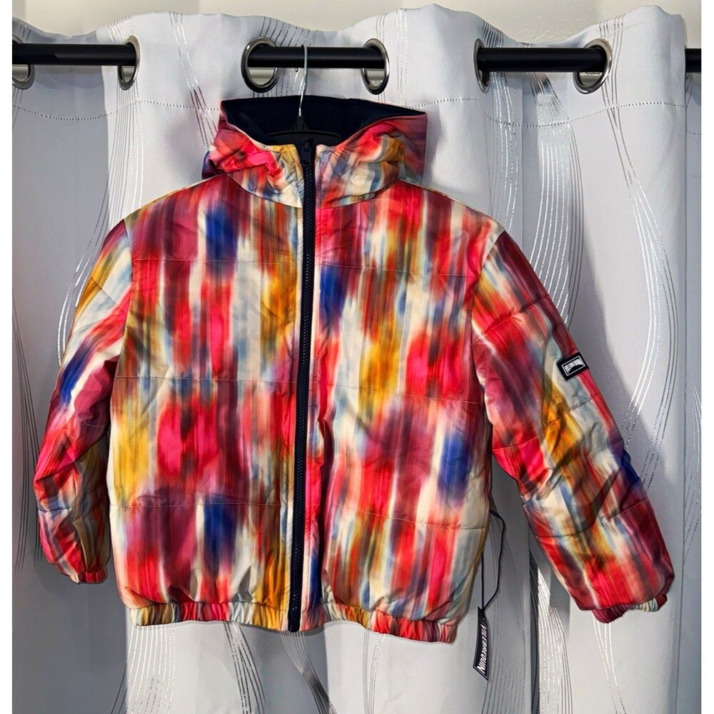 Vilebrequin Kids Abstract Multicolor Hooded Puffer Jacket Full Zip Size 8